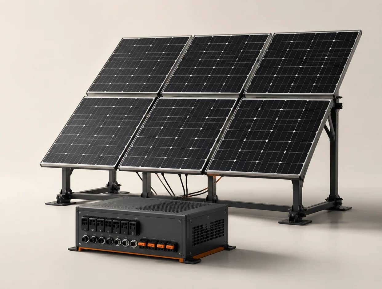 REVARQ ARC-6 six-module solar array and controller product visualization